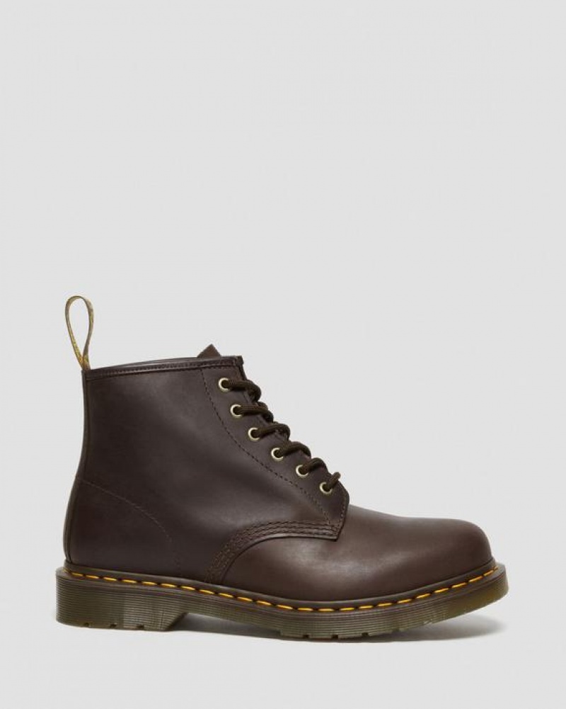 Dr Martens 101 Crazy Horse Nahkaiset Ankle Miesten Saappaat Tummanruskea | Suomi_Dr51828