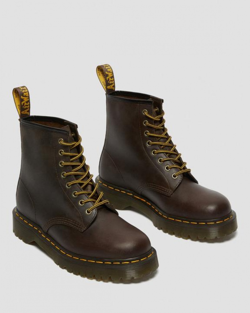 Dr Martens 1460 Bex Crazy Horse Nahkaiset Pitsi Up Naisten Platform Kengät Tummanruskea | Suomi_Dr81640