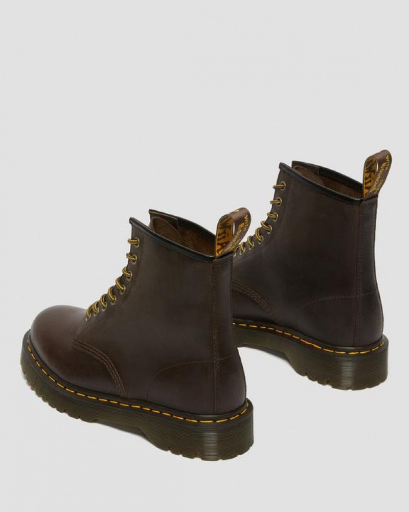 Dr Martens 1460 Bex Crazy Horse Nahkaiset Pitsi Up Naisten Platform Kengät Tummanruskea | Suomi_Dr81640