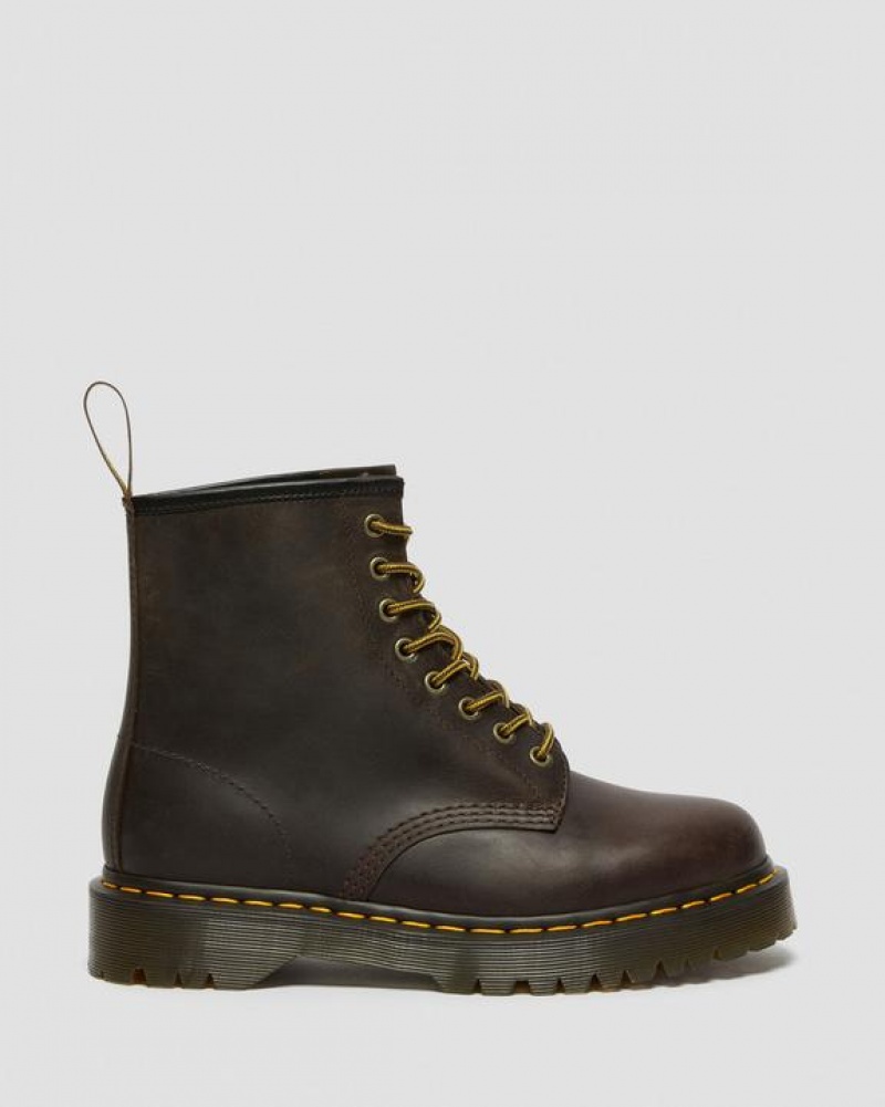 Dr Martens 1460 Bex Crazy Horse Nahkaiset Pitsi Up Naisten Platform Kengät Tummanruskea | Suomi_Dr81640