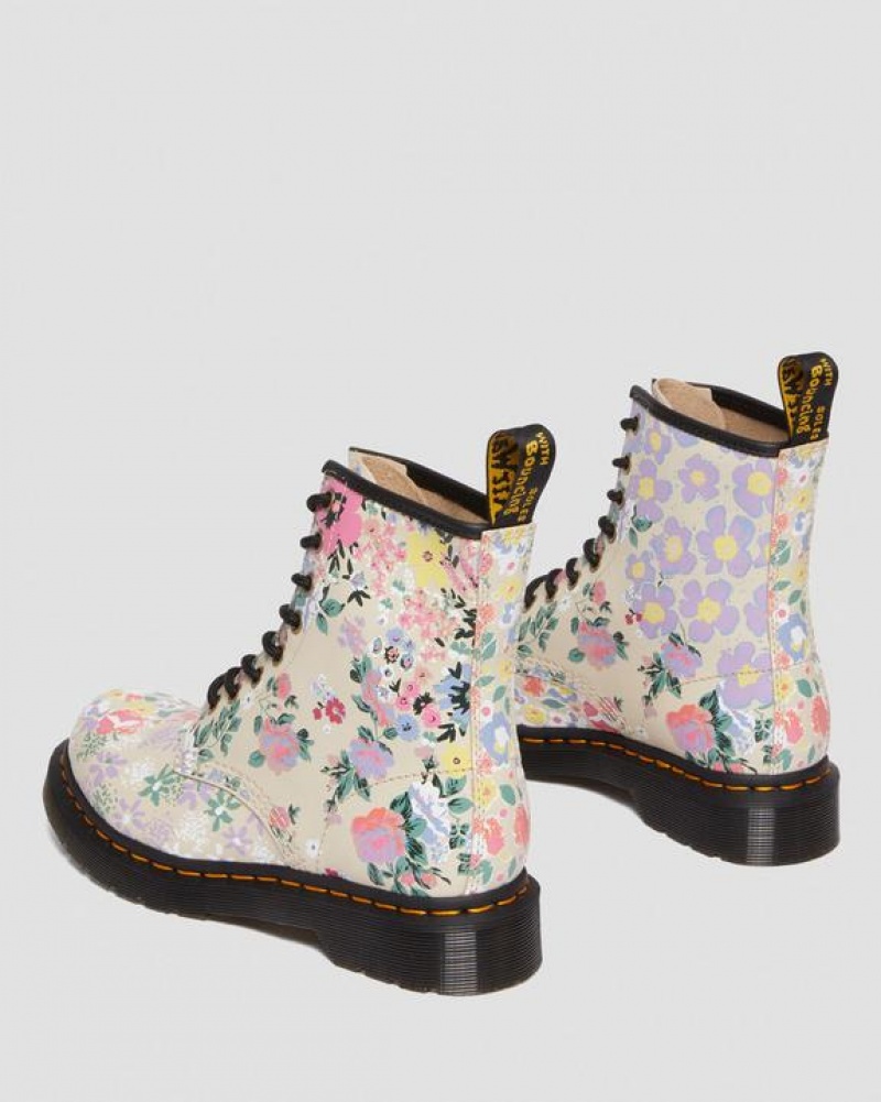 Dr Martens 1460 Floral Mash Up Nahkaiset Pitsi Up Naisten Saappaat Beige | Suomi_Dr29762