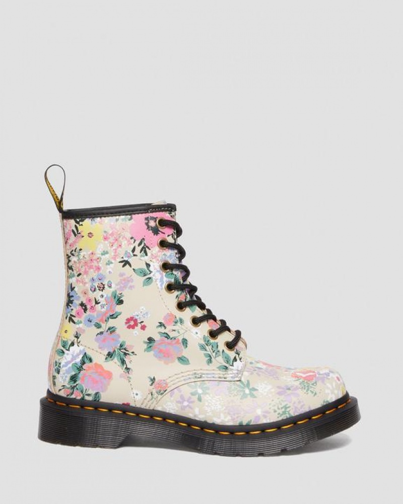 Dr Martens 1460 Floral Mash Up Nahkaiset Pitsi Up Naisten Saappaat Beige | Suomi_Dr29762