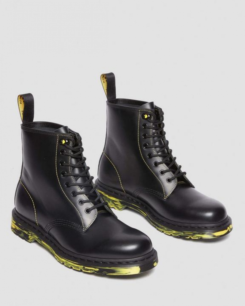 Dr Martens 1460 Marbled Sole Smooth Nahkaiset Pitsi Up Naisten Saappaat Mustat | Suomi_Dr95393