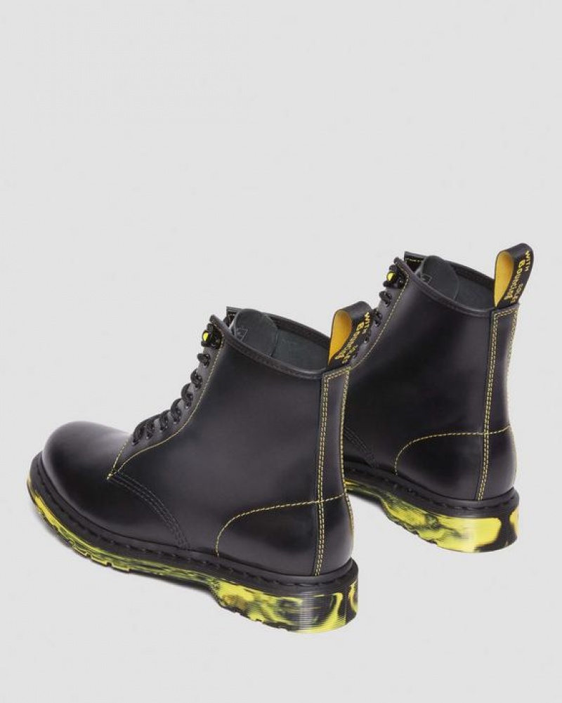 Dr Martens 1460 Marbled Sole Smooth Nahkaiset Pitsi Up Naisten Saappaat Mustat | Suomi_Dr95393