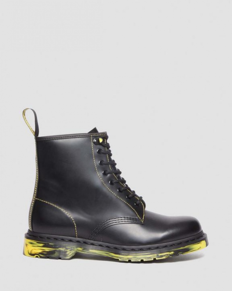 Dr Martens 1460 Marbled Sole Smooth Nahkaiset Pitsi Up Naisten Saappaat Mustat | Suomi_Dr95393