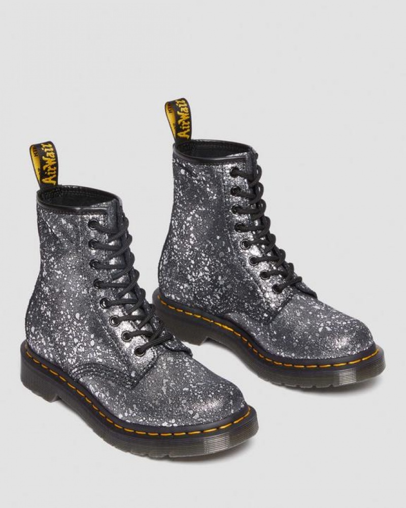 Dr Martens 1460 Metallic Splatter Mokka Pitsi Up Naisten Saappaat Mustat | Suomi_Dr21774