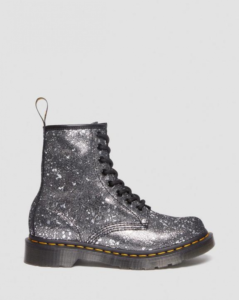 Dr Martens 1460 Metallic Splatter Mokka Pitsi Up Naisten Saappaat Mustat | Suomi_Dr21774