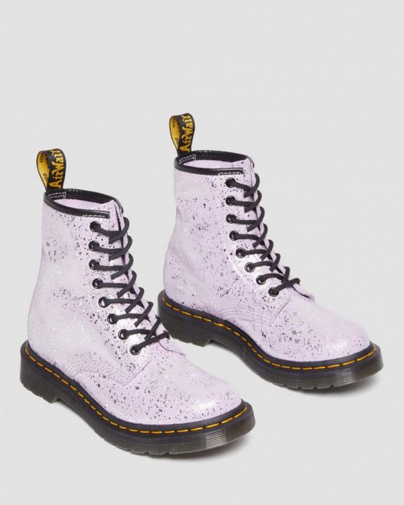 Dr Martens 1460 Metallic Splatter Mokka Pitsi Up Naisten Saappaat Violetit | Suomi_Dr61860