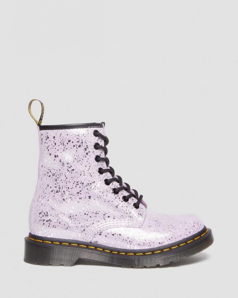 Dr Martens 1460 Metallic Splatter Mokka Pitsi Up Naisten Saappaat Violetit | Suomi_Dr61860