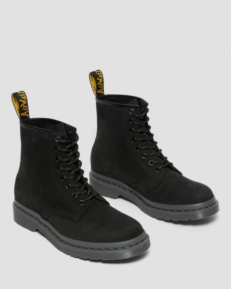 Dr Martens 1460 Mono Milled Nubukki Nahkaiset Pitsi Up Miesten Saappaat Mustat | Suomi_Dr39062