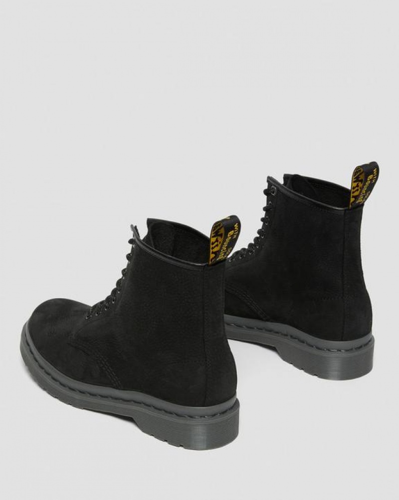 Dr Martens 1460 Mono Milled Nubukki Nahkaiset Pitsi Up Miesten Saappaat Mustat | Suomi_Dr39062