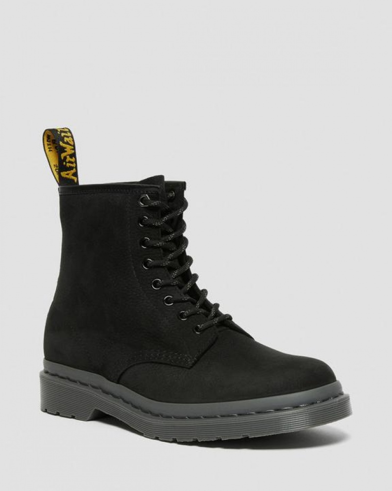 Dr Martens 1460 Mono Milled Nubukki Nahkaiset Pitsi Up Miesten Saappaat Mustat | Suomi_Dr39062