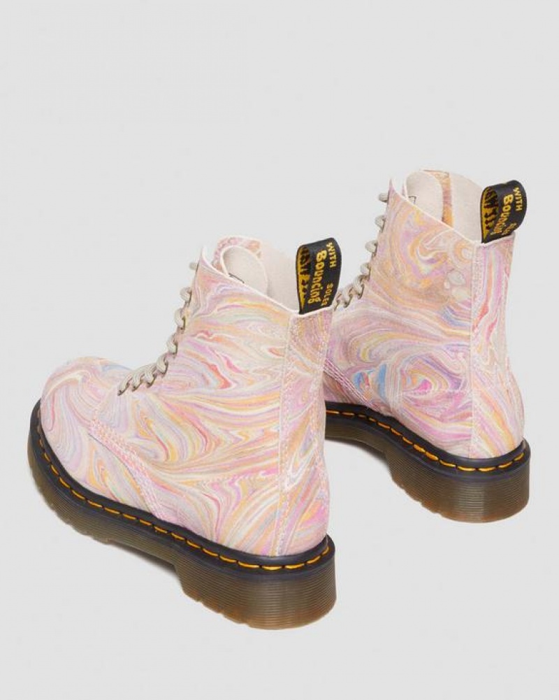 Dr Martens 1460 Pascal Marbled Mokka Pitsi Up Naisten Saappaat Pinkki Oranssi | Suomi_Dr68455