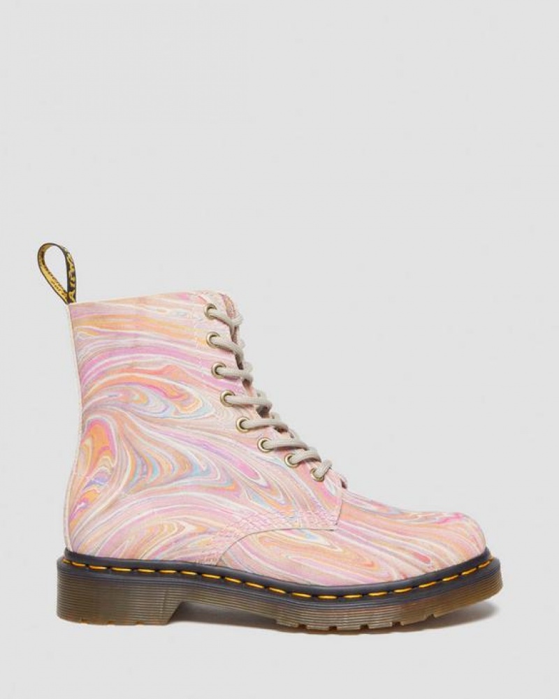 Dr Martens 1460 Pascal Marbled Mokka Pitsi Up Naisten Saappaat Pinkki Oranssi | Suomi_Dr68455