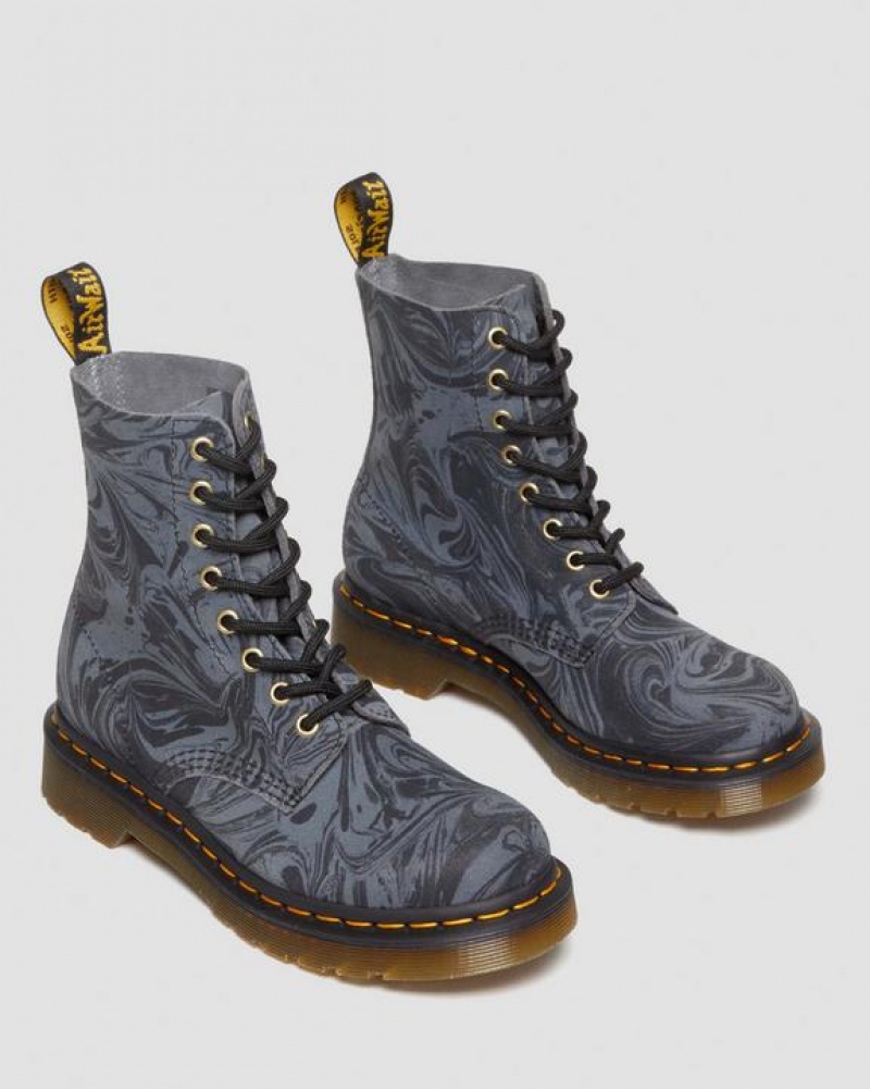 Dr Martens 1460 Pascal Marbled Mokka Pitsi Up Naisten Saappaat Mustat Harmaat | Suomi_Dr60319