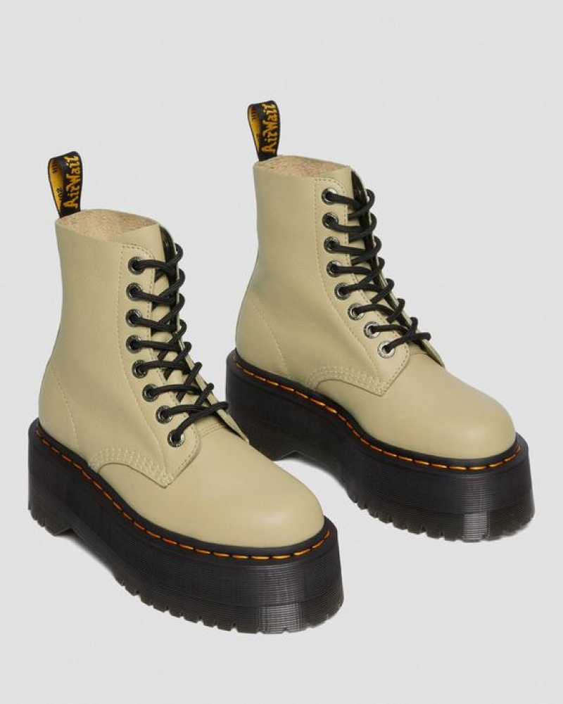 Dr Martens 1460 Pascal Max Nahkaiset Platform Naisten Saappaat Oliivinvihreä | Suomi_Dr62830