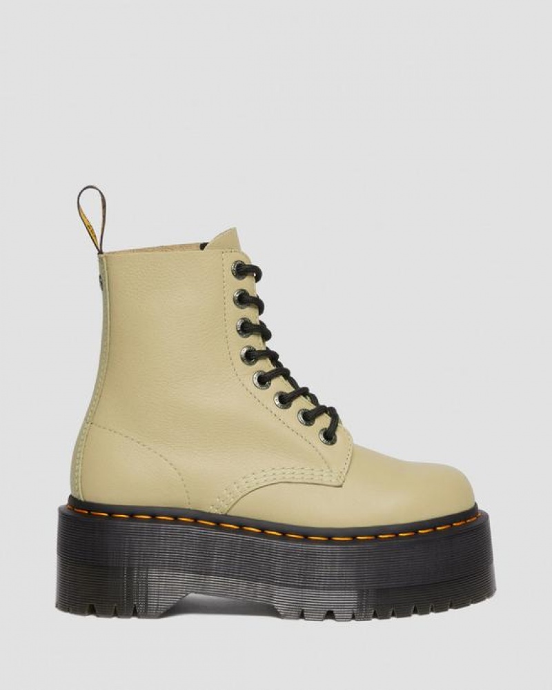 Dr Martens 1460 Pascal Max Nahkaiset Platform Naisten Saappaat Oliivinvihreä | Suomi_Dr62830