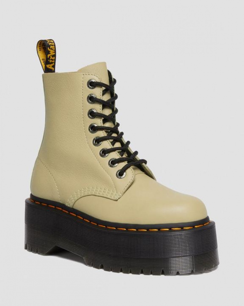 Dr Martens 1460 Pascal Max Nahkaiset Platform Naisten Saappaat Oliivinvihreä | Suomi_Dr62830