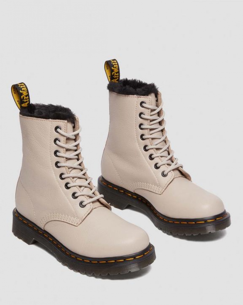 Dr Martens 1460 Serena Faux Fur Vuoratut Virginia Pitsi Up Naisten Saappaat Harmaat Ruskea | Suomi_Dr13023