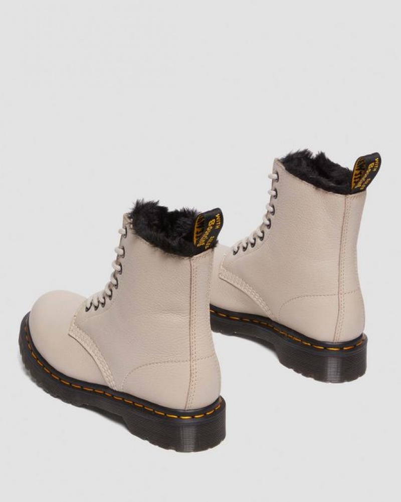 Dr Martens 1460 Serena Faux Fur Vuoratut Virginia Pitsi Up Naisten Saappaat Harmaat Ruskea | Suomi_Dr13023