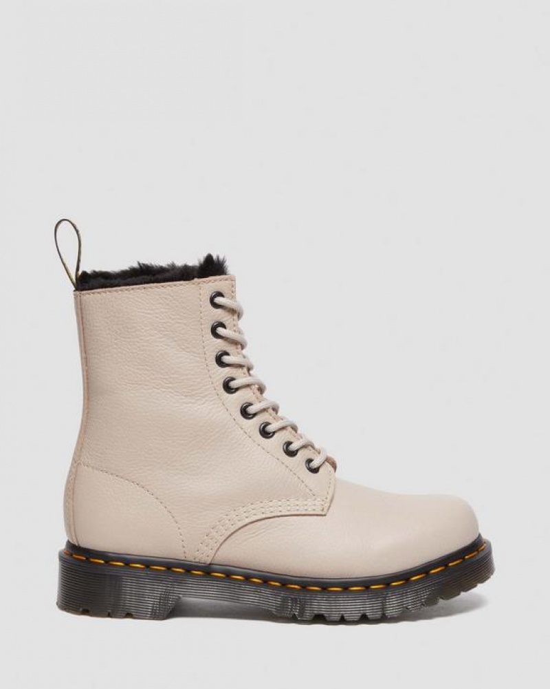 Dr Martens 1460 Serena Faux Fur Vuoratut Virginia Pitsi Up Naisten Saappaat Harmaat Ruskea | Suomi_Dr13023