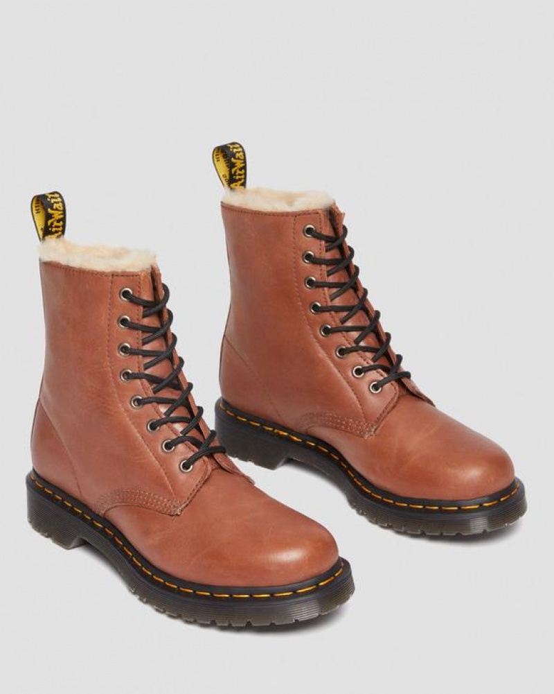 Dr Martens 1460 Serena Women's Faux Fur-Vuoratut Nahkaiset Naisten Saappaat Ruskea | Suomi_Dr78750