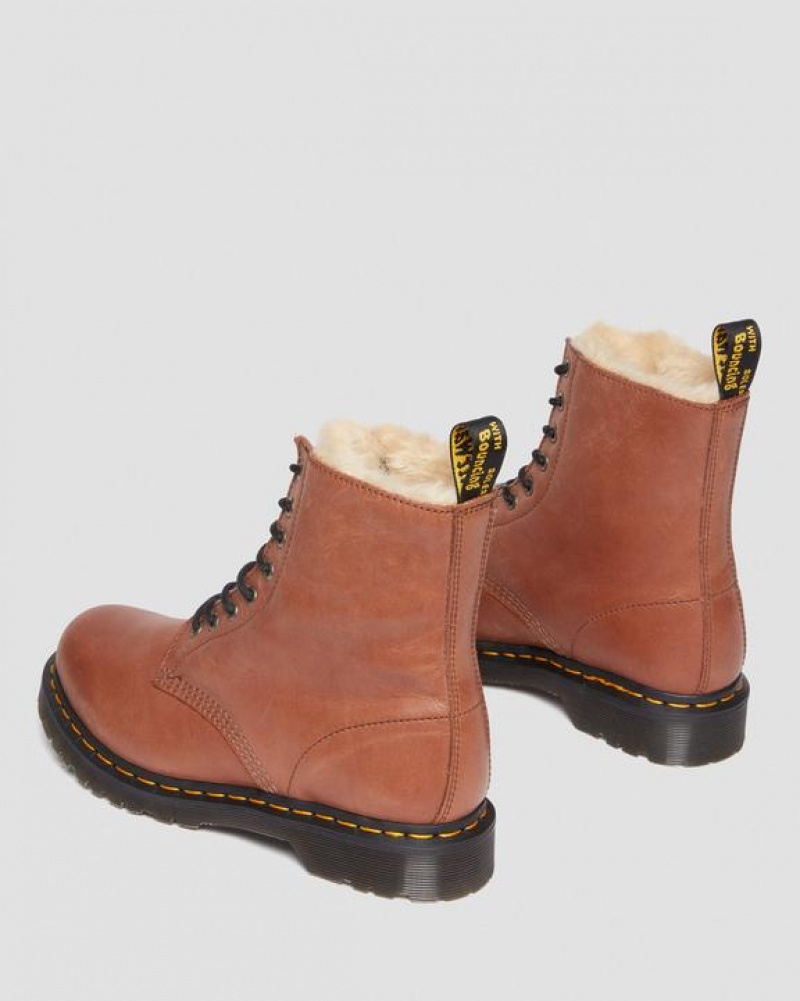 Dr Martens 1460 Serena Women's Faux Fur-Vuoratut Nahkaiset Naisten Saappaat Ruskea | Suomi_Dr78750