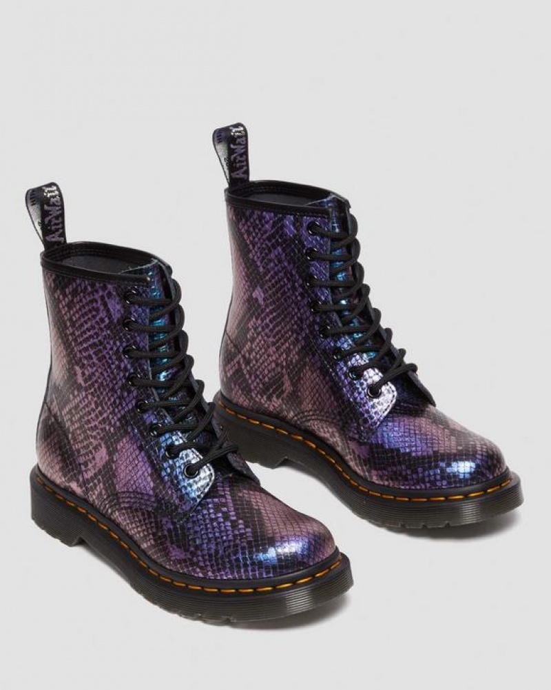 Dr Martens 1460 Snake Print Emboss Nahkaiset Pitsi Up Naisten Saappaat Mustat Monivärinen | Suomi_Dr15642