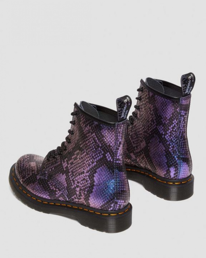 Dr Martens 1460 Snake Print Emboss Nahkaiset Pitsi Up Naisten Saappaat Mustat Monivärinen | Suomi_Dr15642