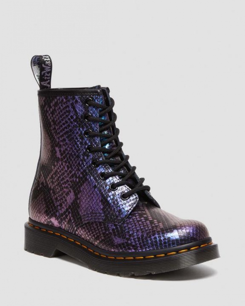 Dr Martens 1460 Snake Print Emboss Nahkaiset Pitsi Up Naisten Saappaat Mustat Monivärinen | Suomi_Dr15642