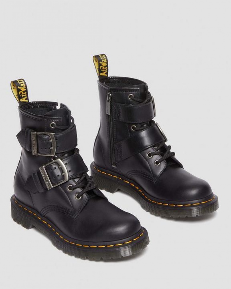 Dr Martens 1460 Solki Pull Up Nahkaiset Pitsi Up Naisten Saappaat Mustat | Suomi_Dr35178