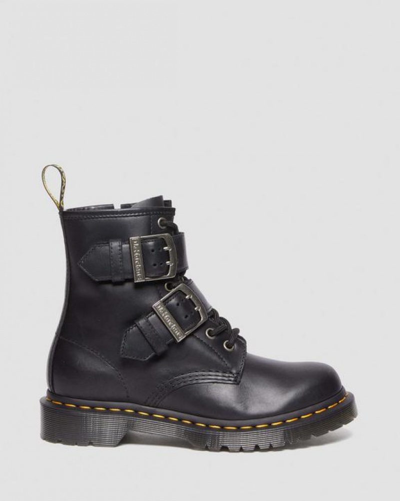 Dr Martens 1460 Solki Pull Up Nahkaiset Pitsi Up Naisten Saappaat Mustat | Suomi_Dr35178