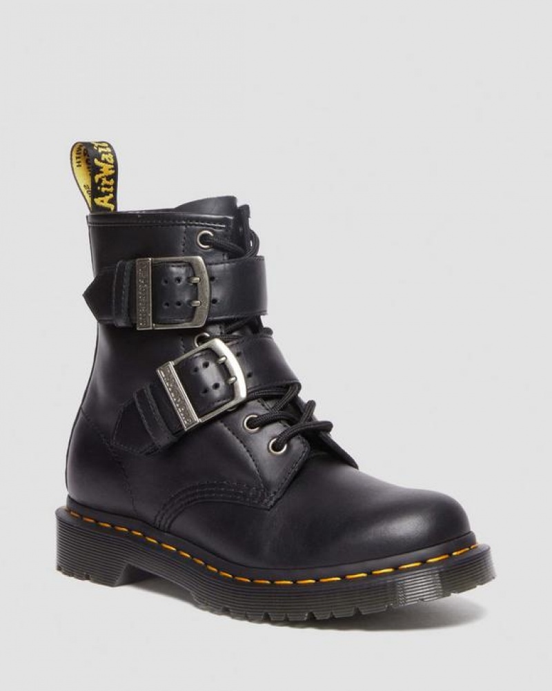 Dr Martens 1460 Solki Pull Up Nahkaiset Pitsi Up Naisten Saappaat Mustat | Suomi_Dr35178