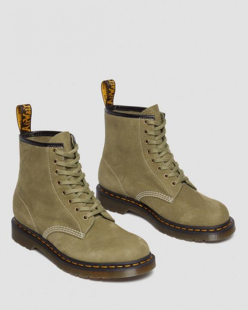 Dr Martens 1460 Tumbled Nubukki Nahkaiset Pitsi Up Naisten Saappaat Oliivinvihreä | Suomi_Dr86229