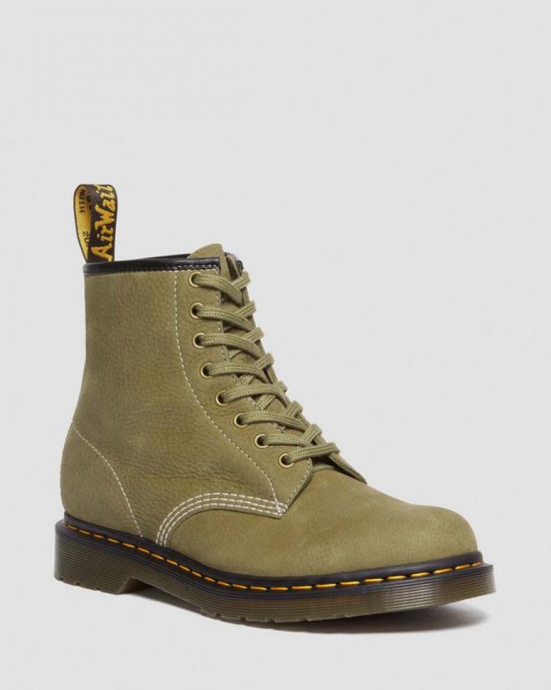 Dr Martens 1460 Tumbled Nubukki Nahkaiset Pitsi Up Miesten Saappaat Oliivinvihreä | Suomi_Dr81732