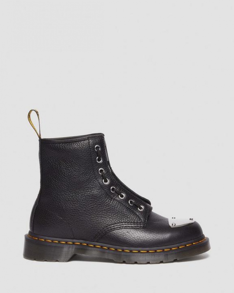 Dr Martens 1460 Varvas Plate Lunar Nahkaiset Jungle Zip Naisten Saappaat Mustat | Suomi_Dr17376