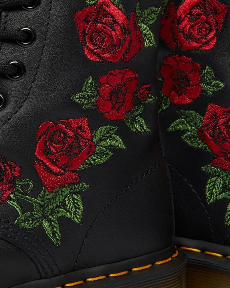 Dr Martens 1460 Vonda Floral Nahkaiset Pitsi Up Naisten Saappaat Mustat | Suomi_Dr65994