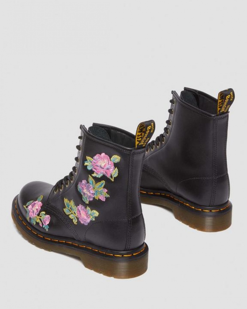 Dr Martens 1460 Vonda II Women's Embroidered Floral Naisten Saappaat Pinkki Mustat | Suomi_Dr64168