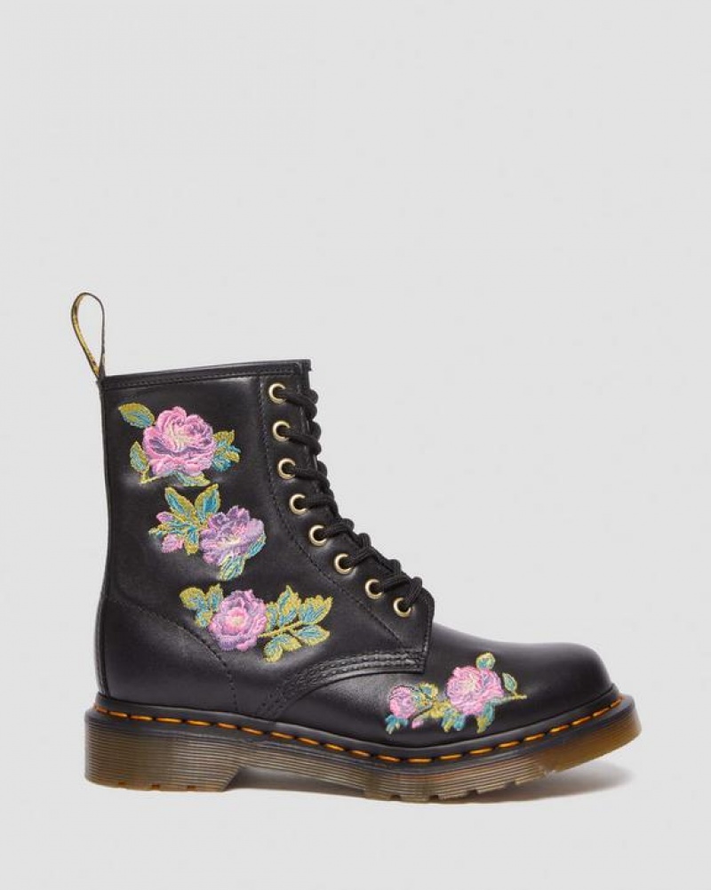 Dr Martens 1460 Vonda II Women's Embroidered Floral Naisten Saappaat Pinkki Mustat | Suomi_Dr64168