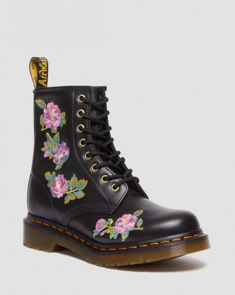 Dr Martens 1460 Vonda II Women's Embroidered Floral Naisten Saappaat Pinkki Mustat | Suomi_Dr64168