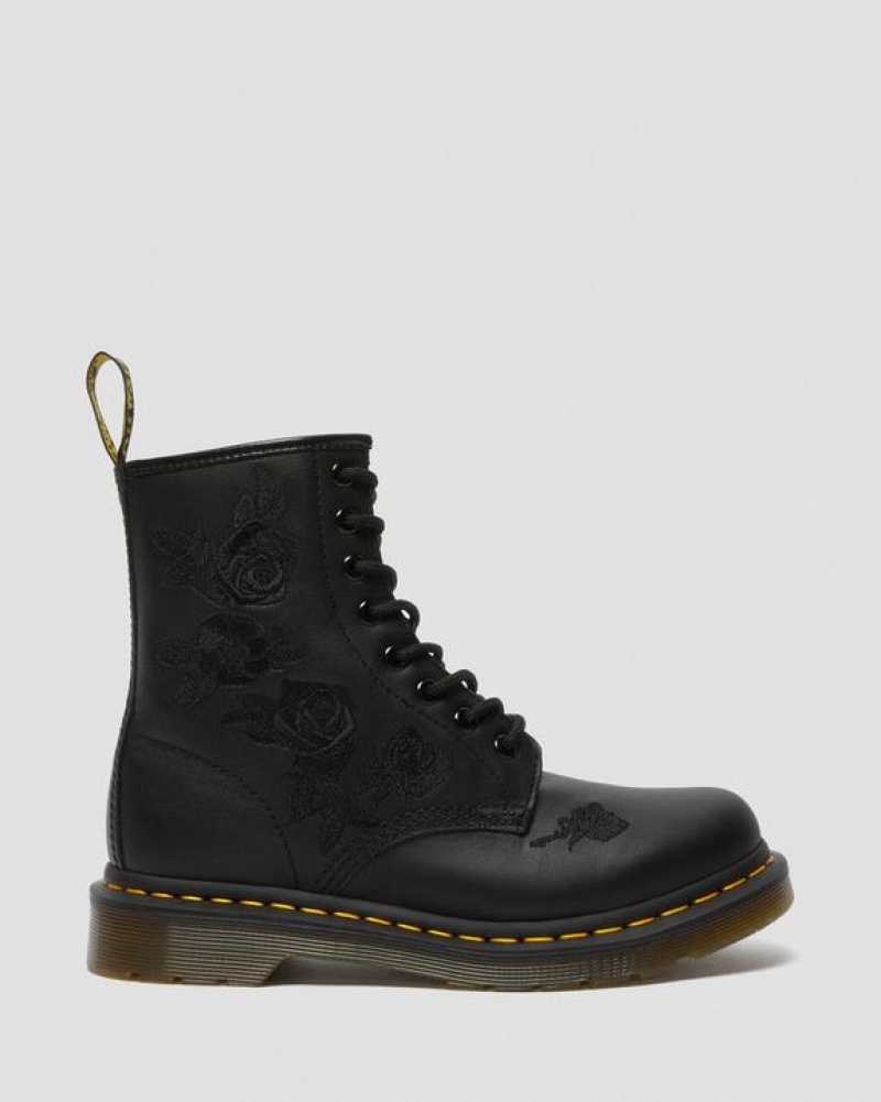 Dr Martens 1460 Vonda Mono Women's Floral Naisten Saappaat Mustat | Suomi_Dr56468