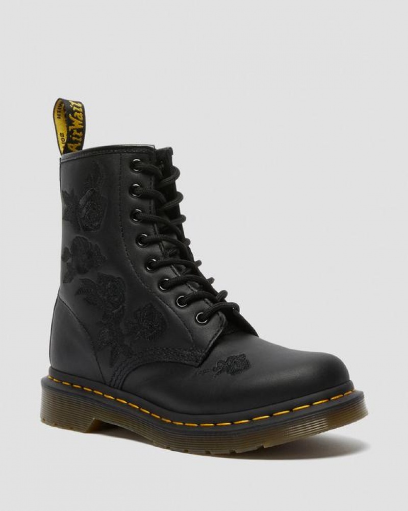 Dr Martens 1460 Vonda Mono Women's Floral Naisten Saappaat Mustat | Suomi_Dr56468