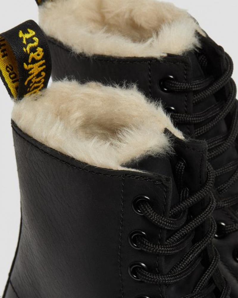 Dr Martens 1460 Women's Faux Fur Vuoratut Pitsi Up Naisten Saappaat Mustat | Suomi_Dr13432