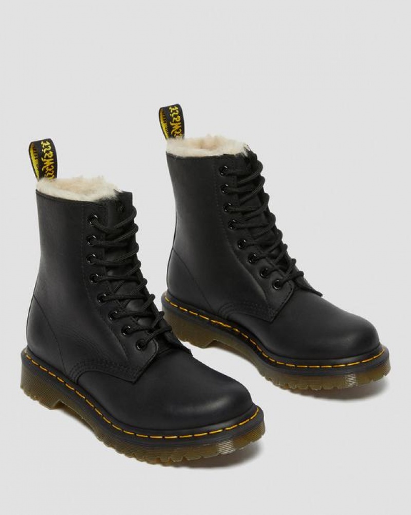 Dr Martens 1460 Women's Faux Fur Vuoratut Pitsi Up Naisten Saappaat Mustat | Suomi_Dr13432