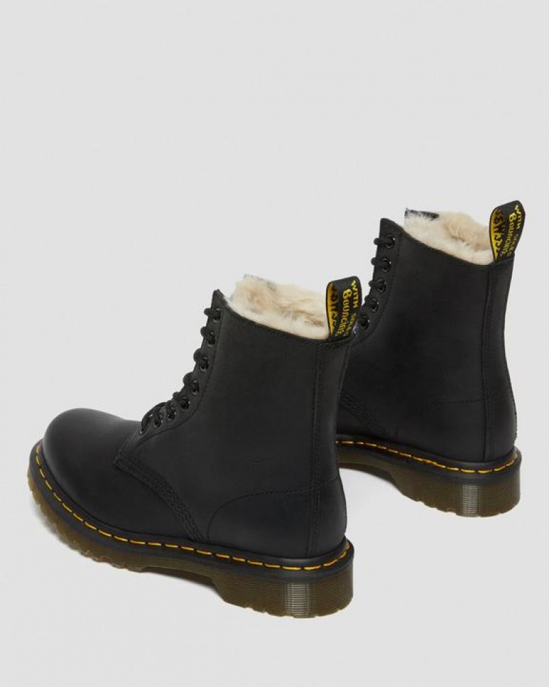 Dr Martens 1460 Women's Faux Fur Vuoratut Pitsi Up Naisten Saappaat Mustat | Suomi_Dr13432