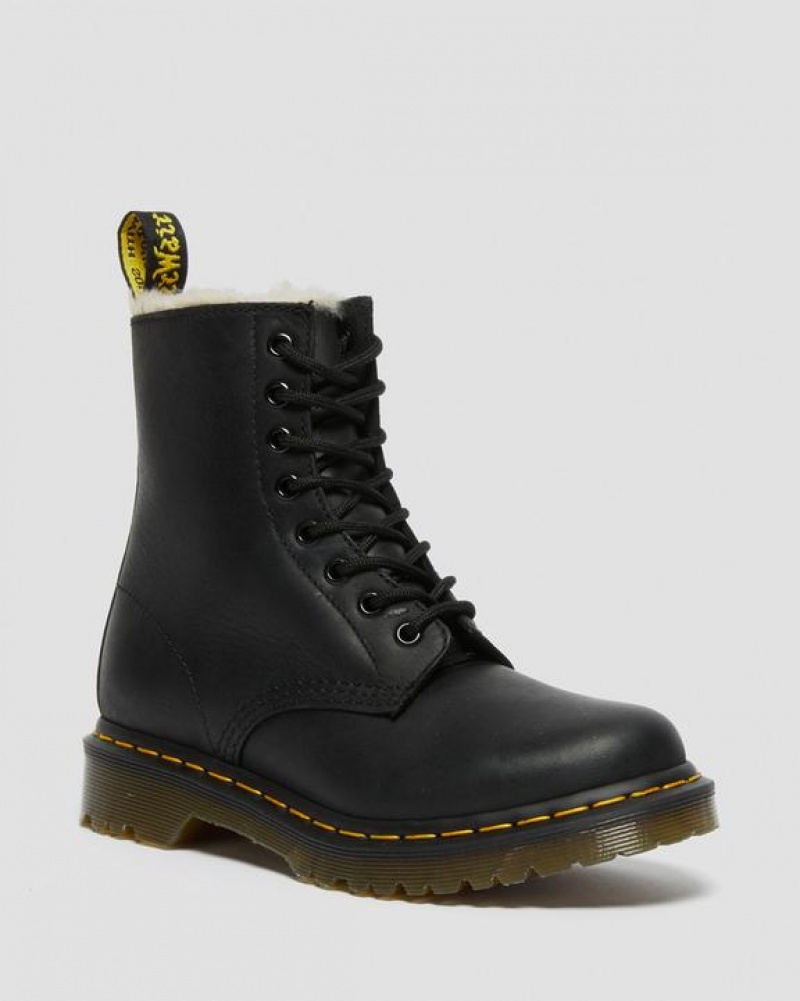 Dr Martens 1460 Women's Faux Fur Vuoratut Pitsi Up Naisten Saappaat Mustat | Suomi_Dr13432