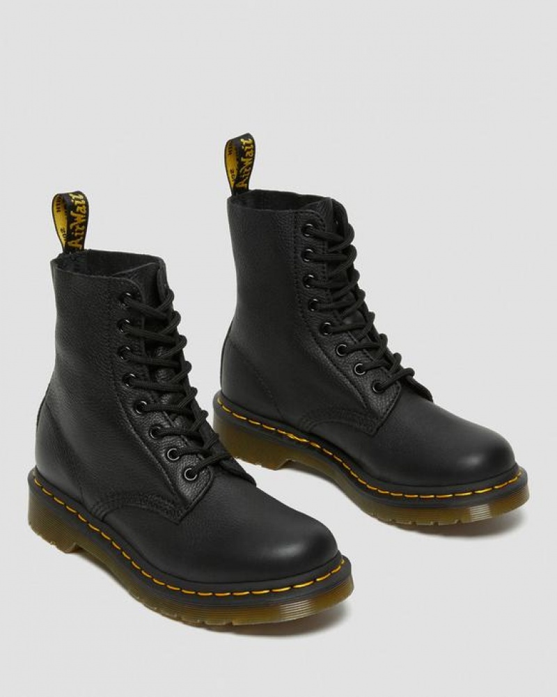 Dr Martens 1460 Women's Pascal Virginia Nahkaiset Naisten Saappaat Mustat | Suomi_Dr60117