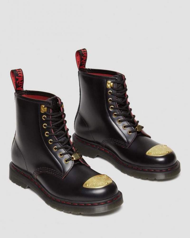 Dr Martens 1460 Year of the Dragon Nahkaiset Pitsi Up Naisten Saappaat Mustat Punainen | Suomi_Dr81351