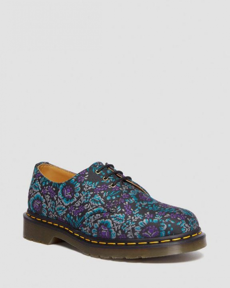 Dr Martens 1461 Floral Jacquard Oxord Miesten Kengät Mustat Violetit | Suomi_Dr29593