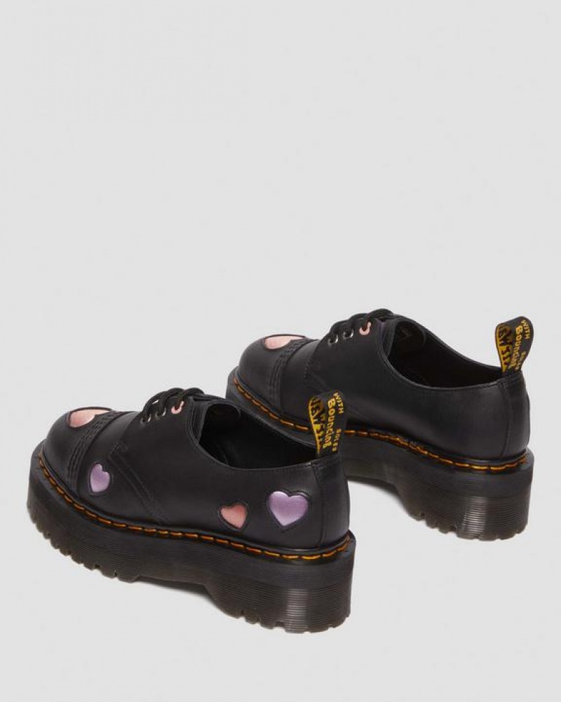 Dr Martens 1461 Nahkaiset Heart Naisten Platform Kengät Mustat | Suomi_Dr58089